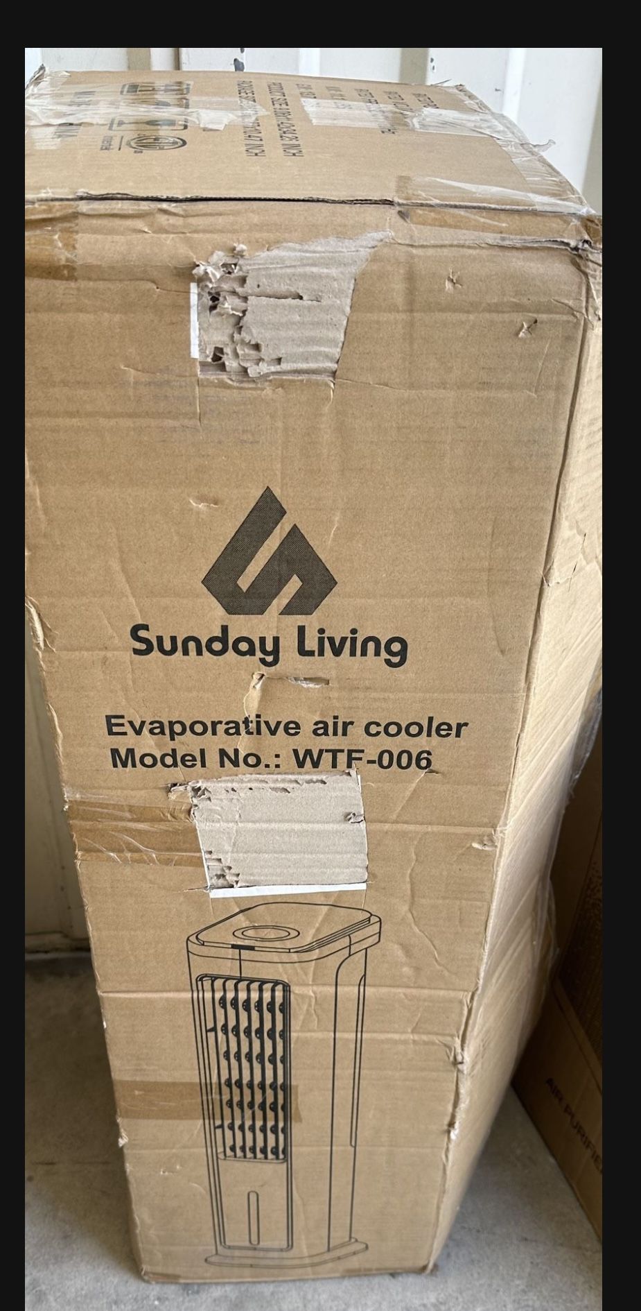 Sunday Living Evaporative Air Cooler Tower Fan - 2-in-1 Cooling & Humidifier, 1.3 Gallon Tank, 50° Oscillation, 3 Wind Modes, 12H Timer, Remote Contro