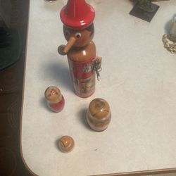 4 Wooden Toys, 3 Nesting Dolls 