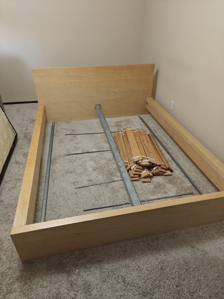 Free Queen Size Bed Frame, Good Quality Mattress, And Box Spring - All For Free