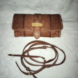 Juicy Couture Brown Leather Crossbody Wallet Clutch