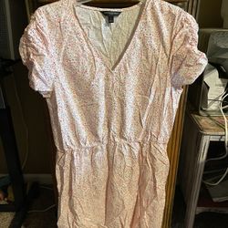 Banana Republic Pink Floral V-Neck Peasant Dress - Women LargeColor: Pink Like new 