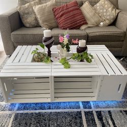 Six Crate Coffee Table With Multi Color Light
