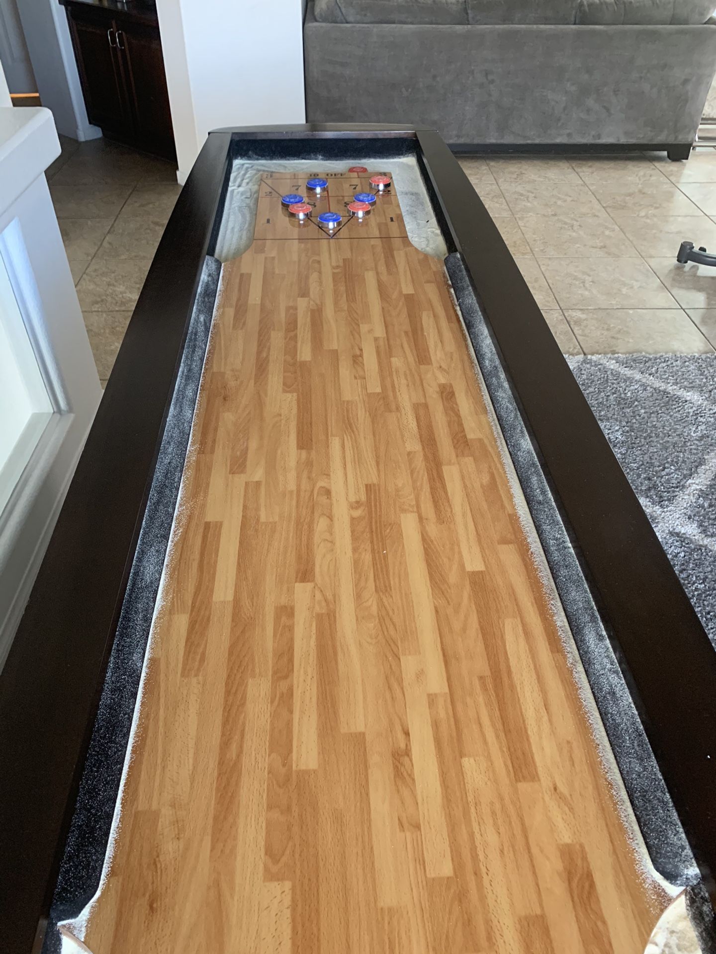 SHUFFLEBOARD - Full size shuffle board table perfect for game room man cave. High quality! Solid wood. More fun than pool table / darts