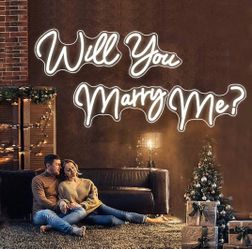 Super Large Neon Signs Will You Marry Me For Wedding Proposal Marry Me Sign Led Neon Light Sign Decor For Engagement Birthday Party Bar Bedroom Wall A