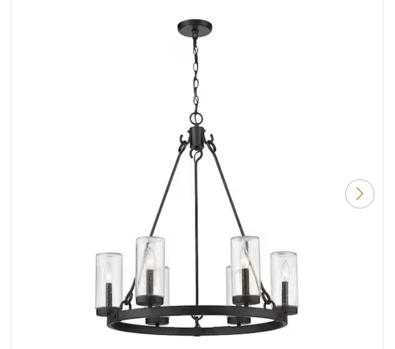 Marlow 6-Light Matte Black Outdoor Pendant with Seedy Glass Shade