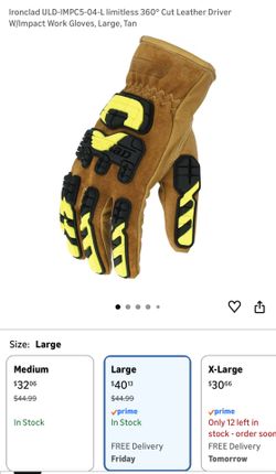 Leather Work Gloves - Large