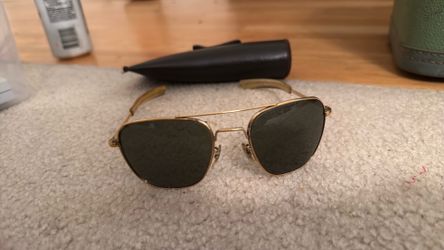 Vintage Command Marketing USA Pilot Aviator Sunglasses 23K  Frames W/ Case AO