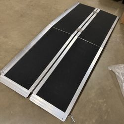 6FT Wheelchair Ramp, Non-Slip Portable Aluminum Ramp for Disabled Single-Fold 800lbs Weight Capacity for Steps Stairs and Thresholds