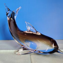 Crystal Dolphin Sculpture. 9w X 6h