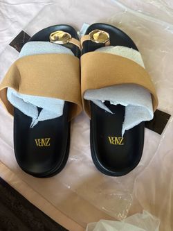 Zara Slide Sandals with Gold Hardware