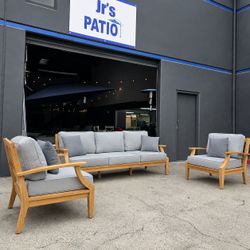 New Grade-A Teak 3-Piece Outdoor Sofa Set - Sofa plus 2 Chairs - Mila Collection by JRS Patio - San Diego
