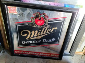 Miller Genuine Draft beer mirror frame sign