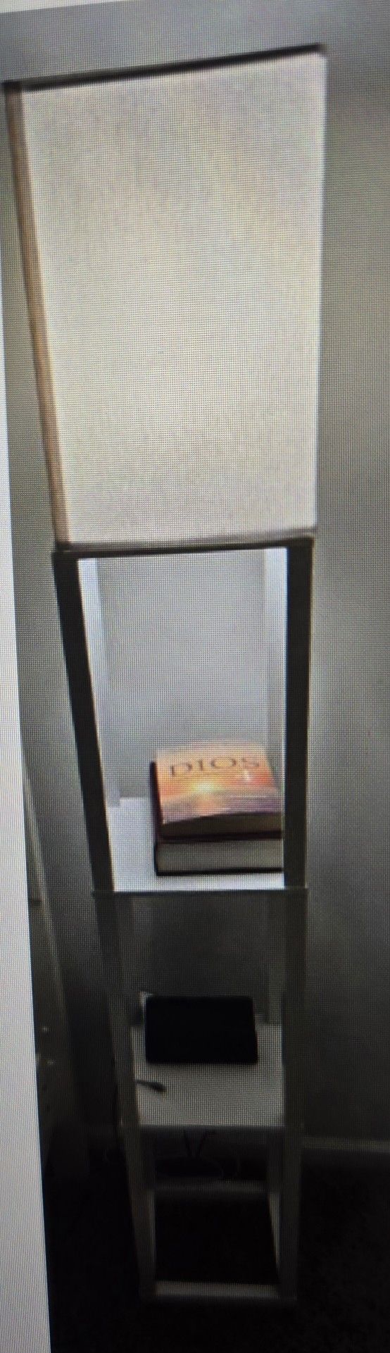 White or Brown Floor Lamp with Shelves