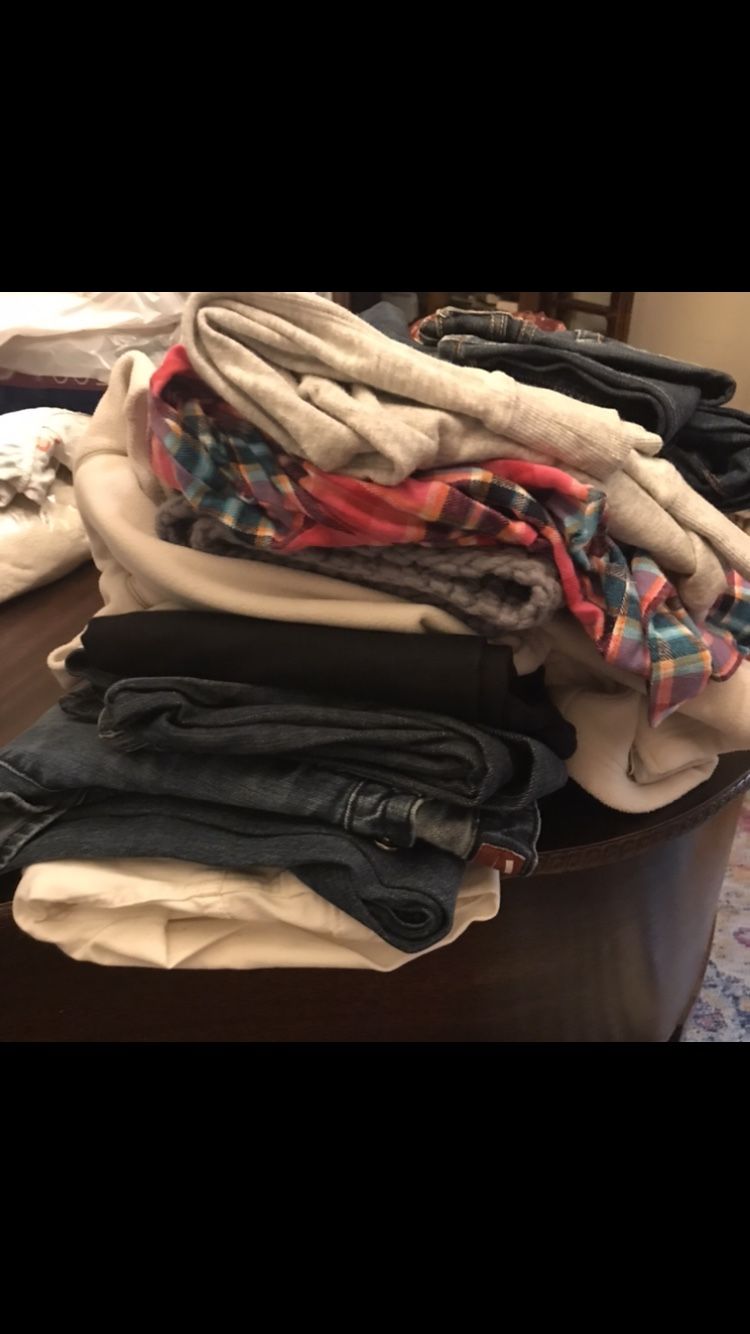 Multiple Bags And Totes Of Womans Clothes And Kids Baby Infant