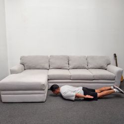 *Comfy af!!!* Large Prestige Light Gray Sectional Couch - Deep (Very Soft) - Washable - Can Deliver