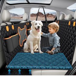 Back Seat Extender for Dogs, Dog Car Seat Cover for Back Seat Hard Bottom, Holds 400lb, Waterproof Backseat Pet Cover for Dogs, Full Coverage Large Do