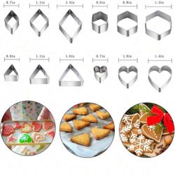 Mini Cookie Cutter Set, 30 Tiny Stainless Steel Cookie Stamps Of Rectangle Square Heart Star Triangle Round Tiny Circle For Out Pastry Dough, Pie Crus