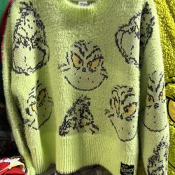Fuzzy Sweater Grinch By Justice - Size Small - New 