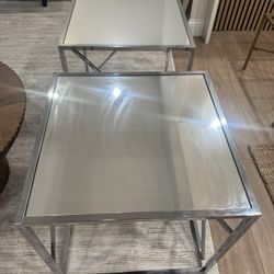 Two Mirrored Side Tables