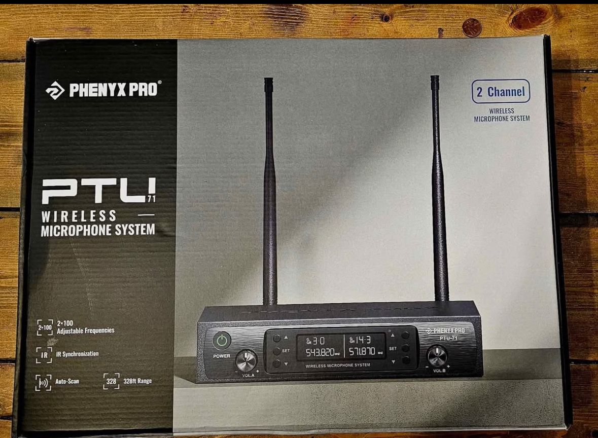 PTU-71-1H1B | Dual UHI Wireless Microphone System w/ Auto-Scan