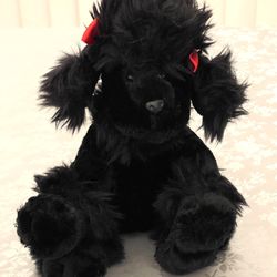 Dan Dee Collectors Choice Plush Black Poodle Puppy Dog Stuffed Animal Red Bows