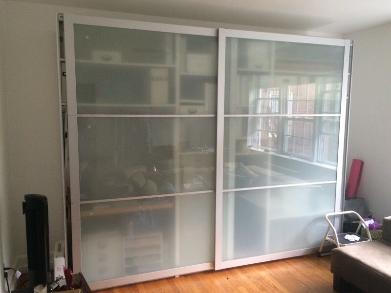 $450 til Sat! PAX & STORDAL sliding doors 118" (discontinued) wardrobe / entertainment ctr / room divider. You disassemble & transport.