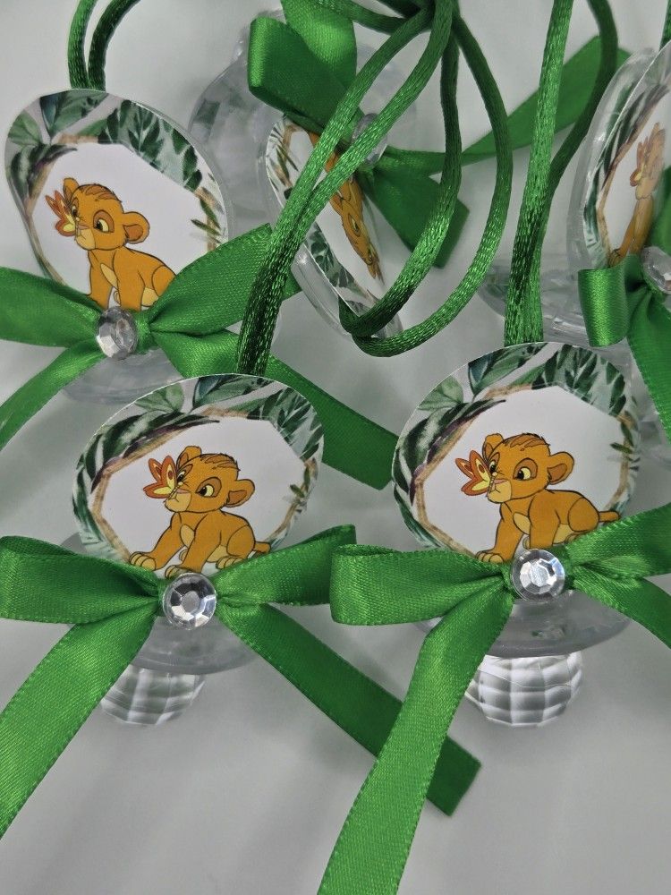 Simba The Lion King Baby Shower Pacifiers Guest Favor Necklaces