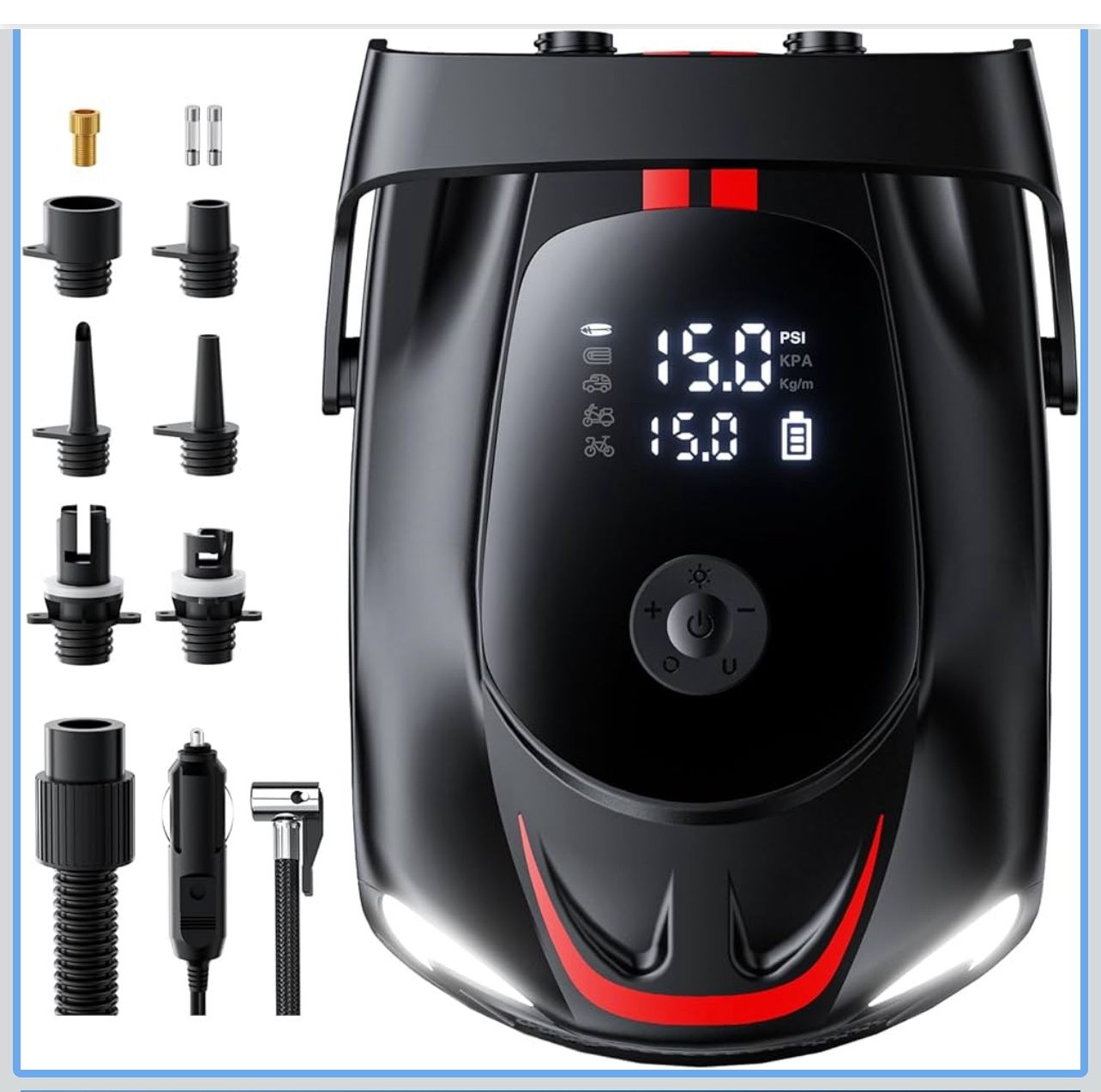 Cazite  50PSI Paddle Board Pump Electric Portable, SUP Air Pump for Paddleboard with Auto-Off, Deflate Function, and 12V DC Car Connector for Stand Up