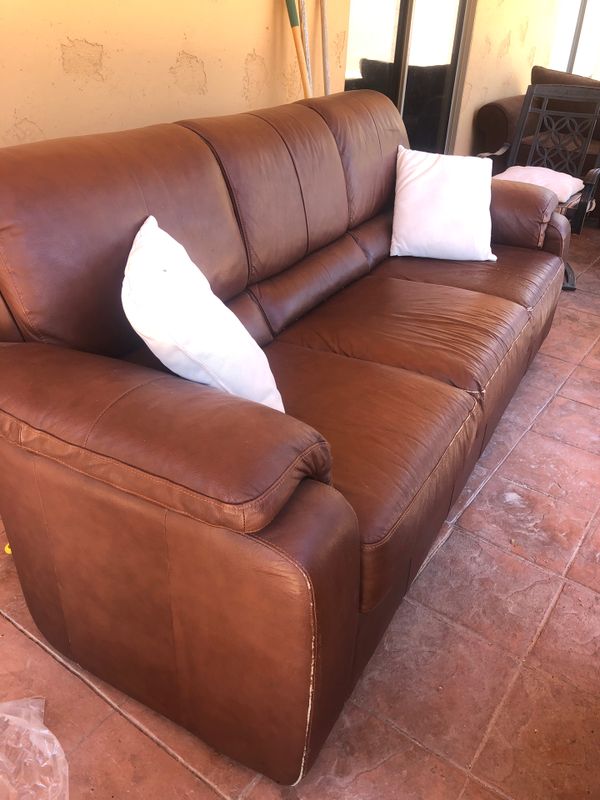 Genuine brown leather couch for Sale in Gilbert, AZ OfferUp
