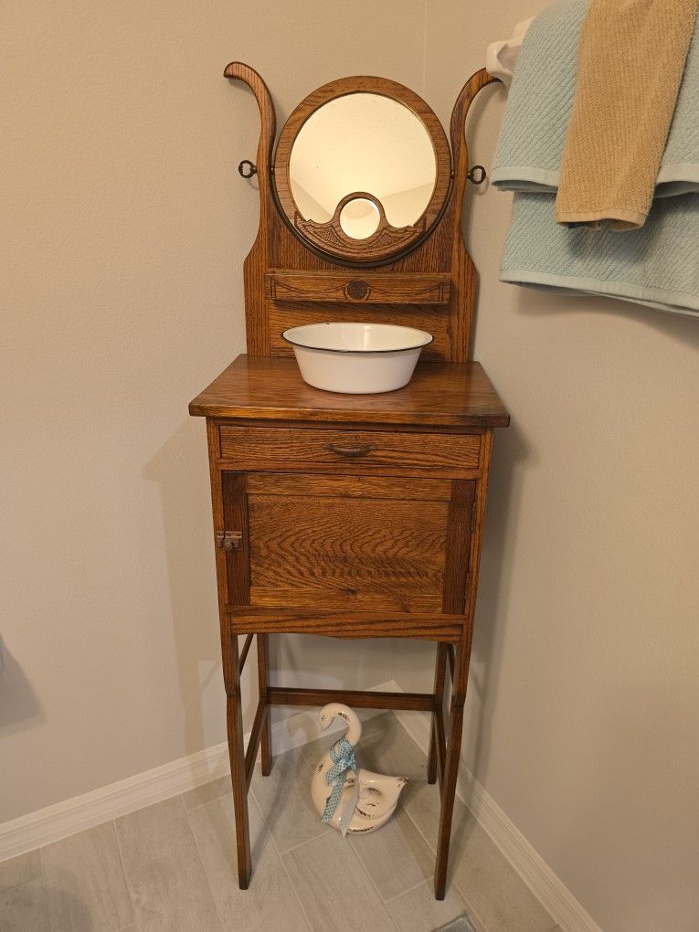 Antique Shaving Chest Solid Wood