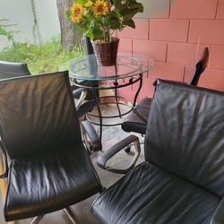 Glass Table With 4 Chairs 