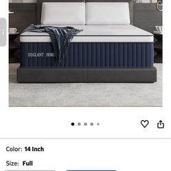 Full Mattress, 14Inch Medium Plush Euro Top Memory Foam Hybrid Mattress, Edge Support & Pressure Relief Individual Pocket Springs Full Size Mattresses