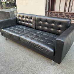 Ikea Morabo Black Leather Couch Sofa