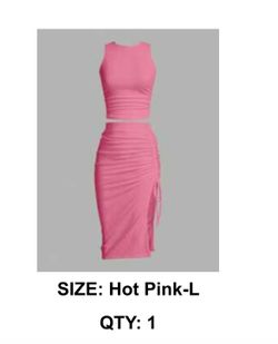Hot pink, two-piece crop and pencil skirt