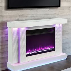 Brand New White 55'Inch TV Stand w Fireplace Simulator