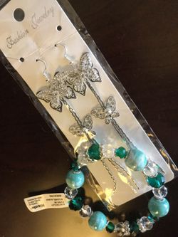 Sterling Silver 🦋 Butterfly 🦋 earrings & crystal gemstone bracelet 🌿🦋