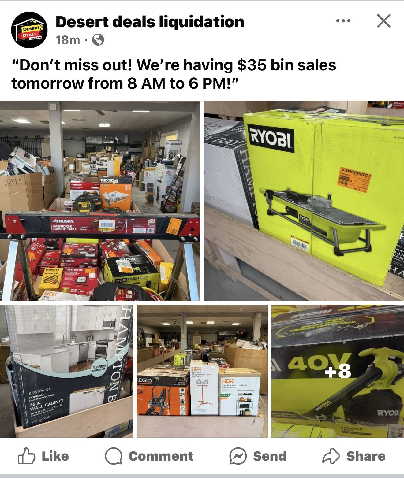 Desert Deals Liquidation Friday Deal 04/18 All Bins $35