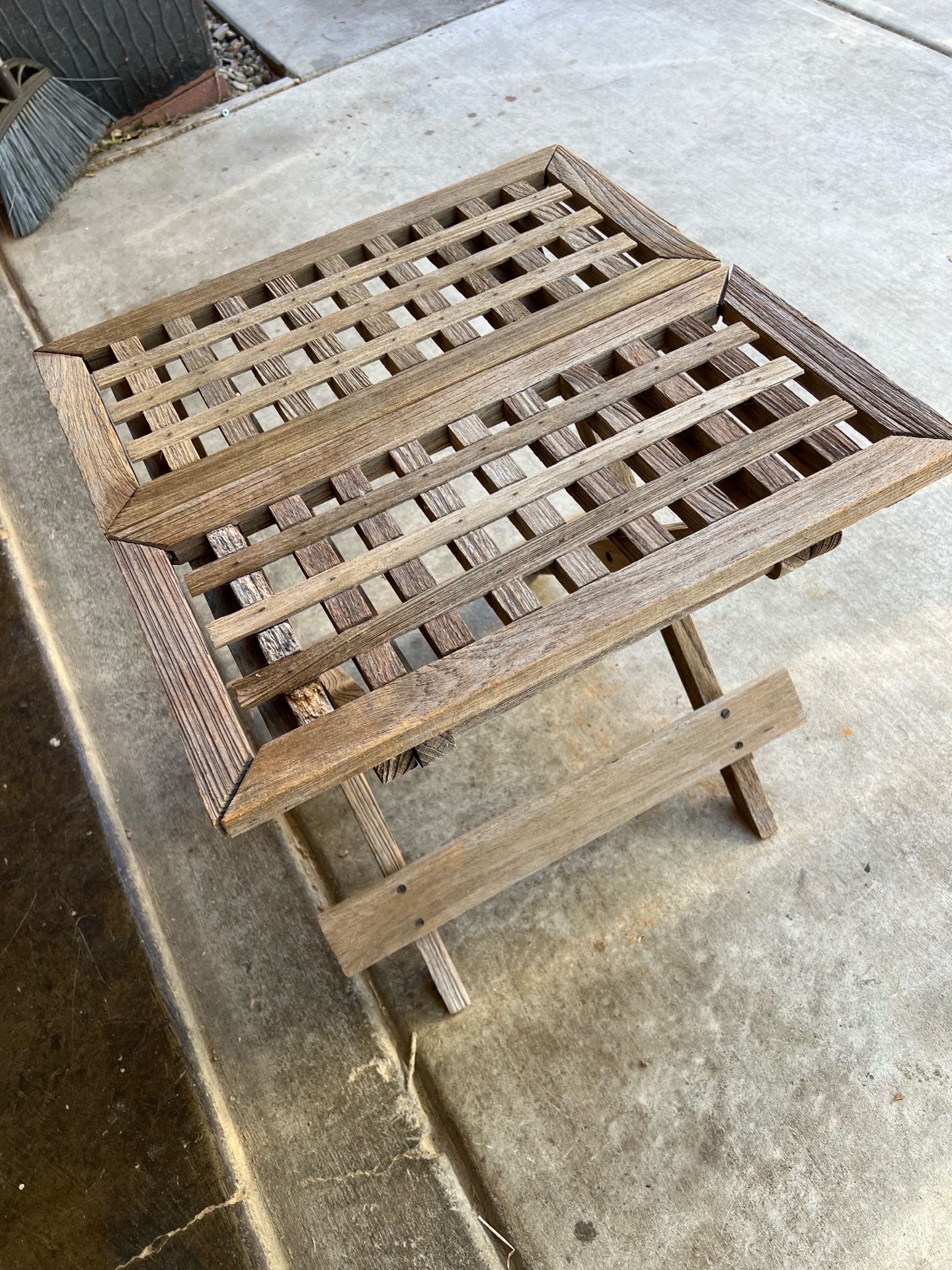 Smith & Hawken Teak folding side table 18” x 18”