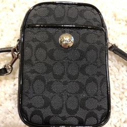 Coach Phone Camera Case Wristlet Black