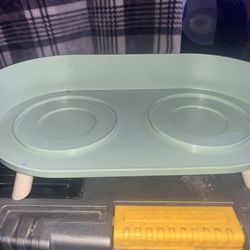 Cat Dish Holder And Water Dish