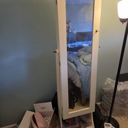 Standing Mirror and Jewelry Box with Lock and Key
