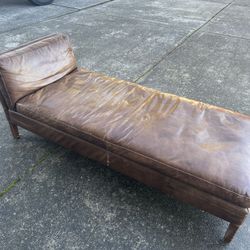 Restoration Hardware Leather Chaise Lounge