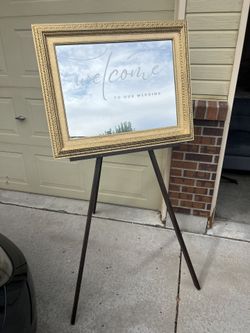 Wedding Mirror Sign With Stand / Easel 
