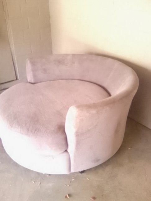 Oversized Grey Swivel Chair On Wheels