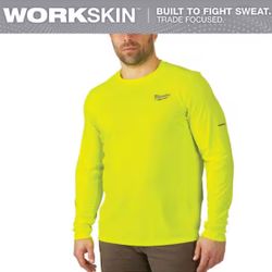 Milwaukee Men's Large Hi-Vis WORKSKIN Light Weight Performance Long-Sleeve T-Shirt #MIL-779