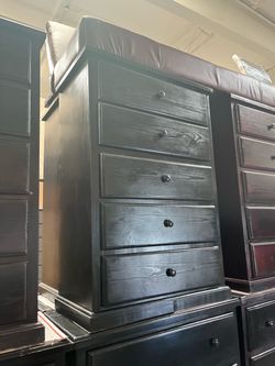 New fully assembled 5 chest drawer dresser heavy duty Pine wood cajonera negro