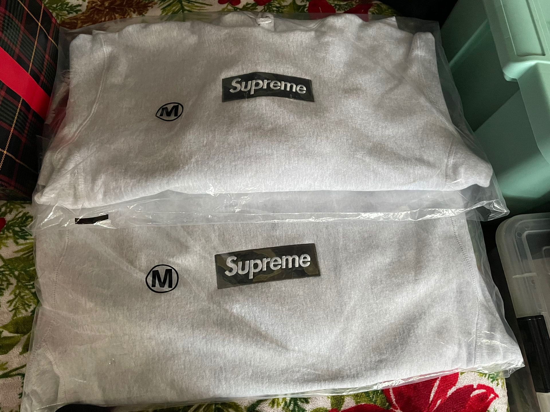 Supreme Camo Box Logo Hoodie Ash Grey FW23