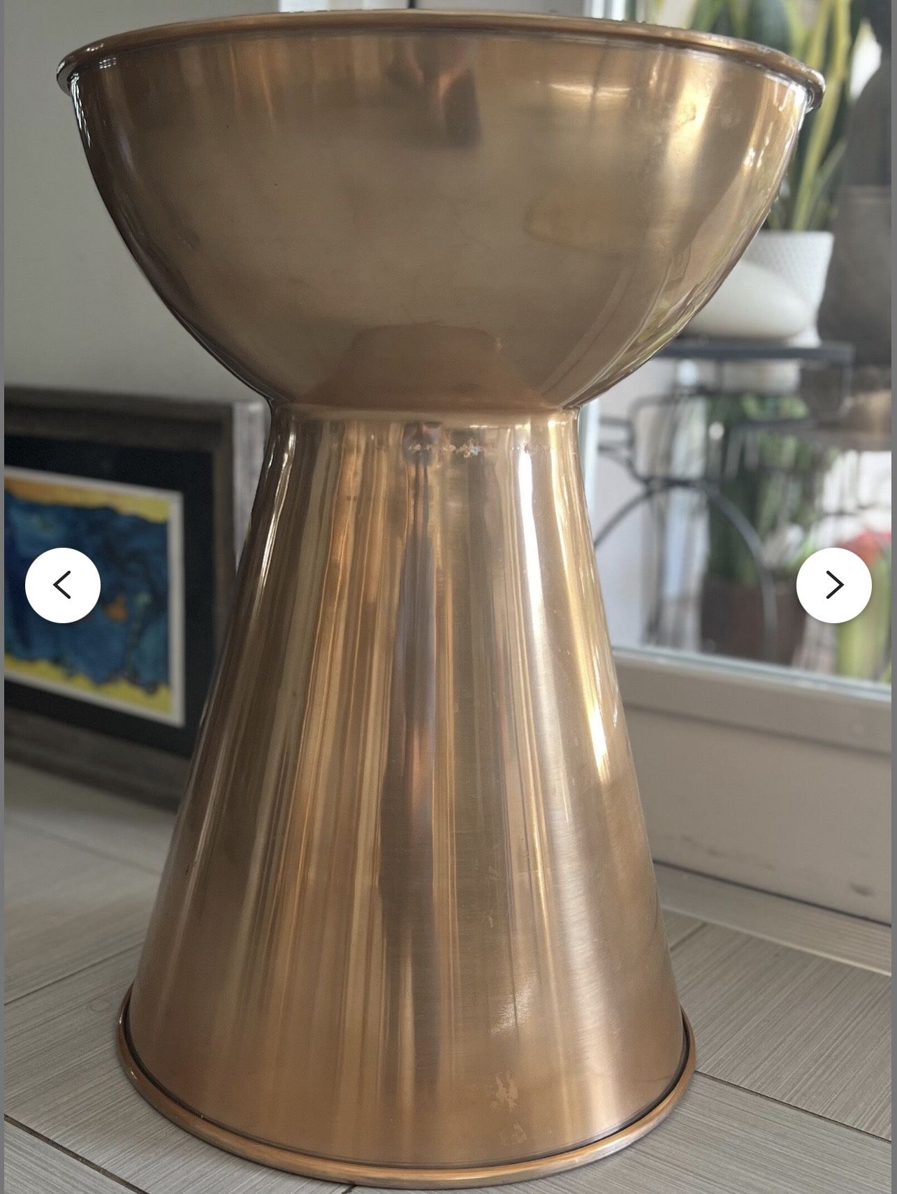 Rose Gold Round Drum Accent Side Table