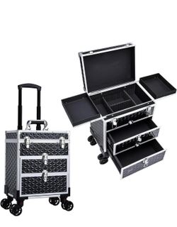 ROLLING MAKEUP TRAIN CASE WITH WHEELS