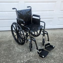 Wheelchair Medical 18" Wide Seat, 24" Wheel, 300lbs Capacity, Drive Black Rolling Office Chair Collapsible Furniture